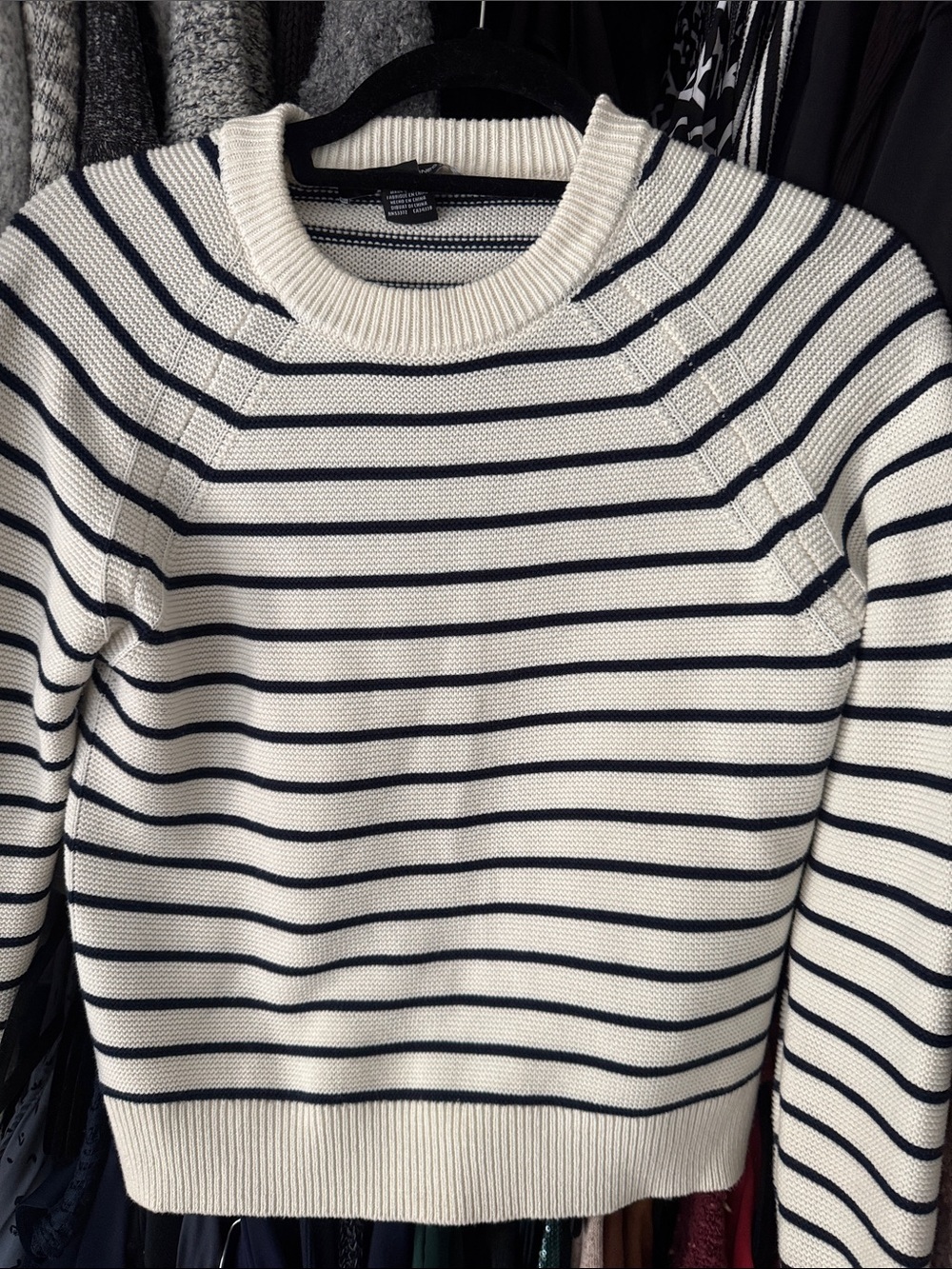 French Connection Cream and Navy Striped Knit Sweater - Picture 3 of 4